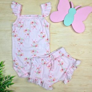 Conjunto Verão Canelado - Rosa Bonequinha