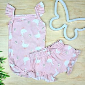 Conjunto Verão Canelado - Rosa Cisne