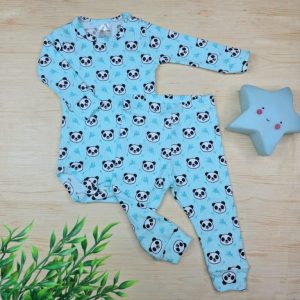 Conjunto Bebê Pagão Suede Canelado-Verde Panda