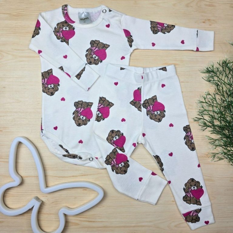 Conjunto Bebê Pagão Algodão Premium-Off Cachorro Love
