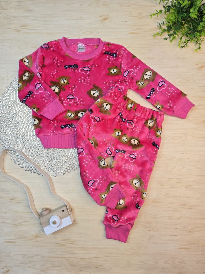 Conjunto Fleece Blusa e Calça Pink – Happy Ursos
