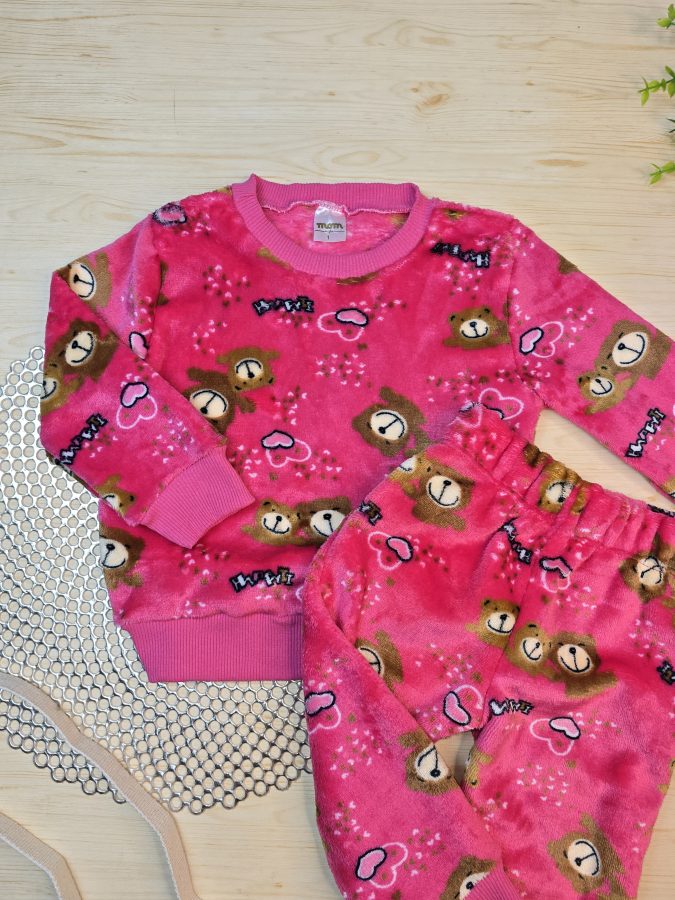 Conjunto Fleece Blusa e Calça Pink – Happy Ursos - Imagem 3