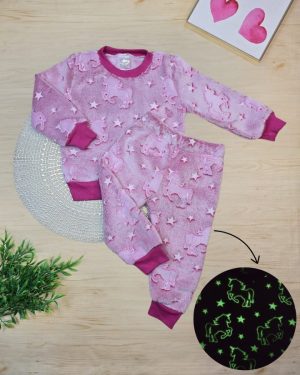 Conjunto Fleece Rosa Unicórnio – Brilha No Escuro