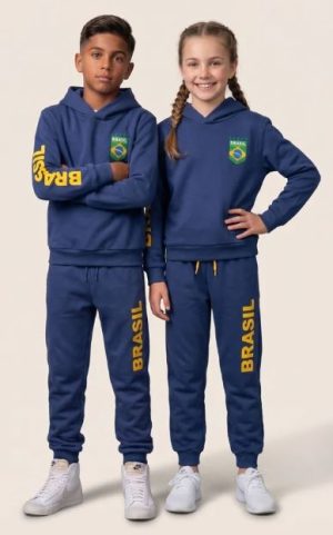 Conjunto Infantil Moletom Brasil - Marinho