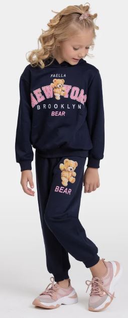 Conjunto Moletom Peluciado Infantil Feminino - Marinho